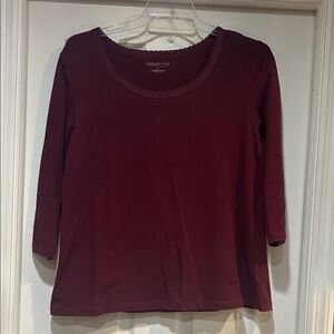 Coldwater Creek Deep Red Three Quarter Sleeve Top